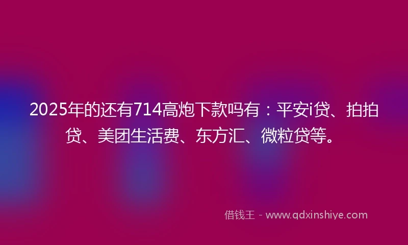 2025年的还有714高炮下款吗有：平安i贷、拍拍贷、美团生活费、东方汇、微粒贷等。
