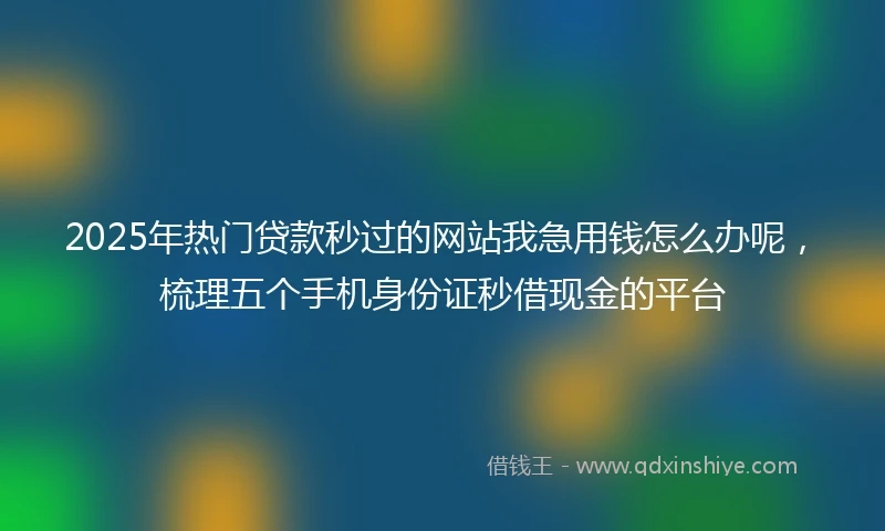 2025年热门贷款秒过的网站我急用钱怎么办呢，梳理五个手机身份证秒借现金的平台