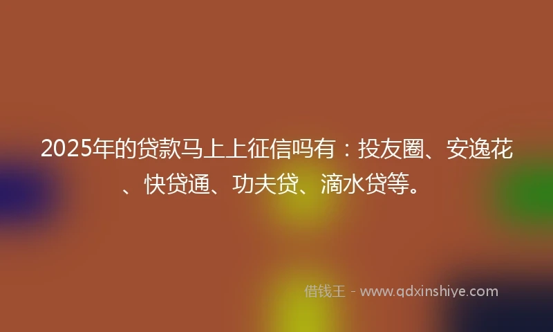 2025年的贷款马上上征信吗有:投友圈、安逸花、快贷通、功夫贷、滴水贷等。