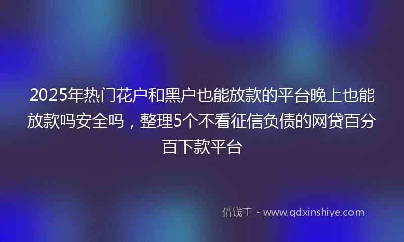 2025年热门花户和黑户也能放款的平台晚上也能放款吗安全吗，整理5个不看征信负债的网贷百分百下款平台