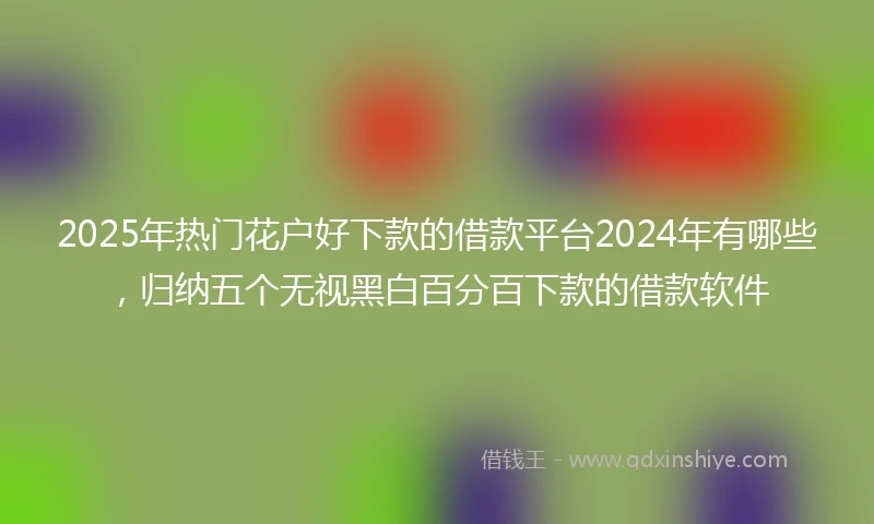 2025年热门花户好下款的借款平台2024年有哪些，归纳五个无视黑白百分百下款的借款软件