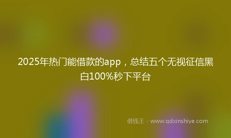 2025年热门能借款的app，总结五个无视征信黑白100%秒下平台