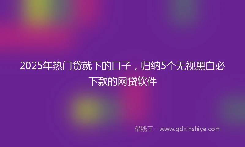 2025年热门贷就下的口子，归纳5个无视黑白必下款的网贷软件