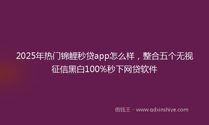 2025年热门锦鲤秒贷app怎么样，整合五个无视征信黑白100%秒下网贷软件