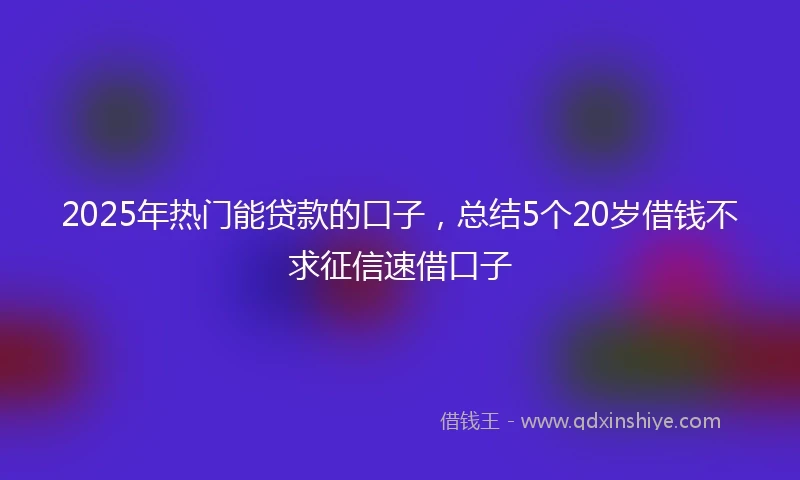 2025年热门能贷款的口子，总结5个20岁借钱不求征信速借口子