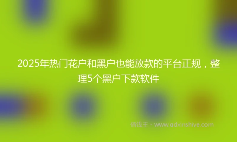 2025年热门花户和黑户也能放款的平台正规，整理5个黑户下款软件