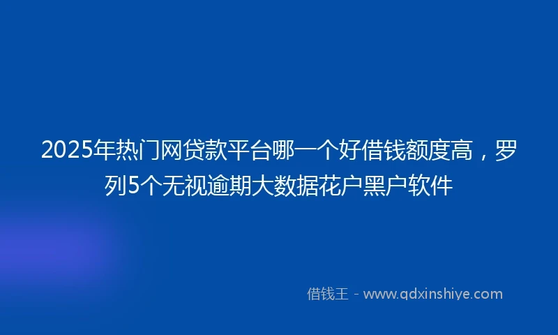 2025年热门网贷款平台哪一个好借钱额度高，罗列5个无视逾期大数据花户黑户软件