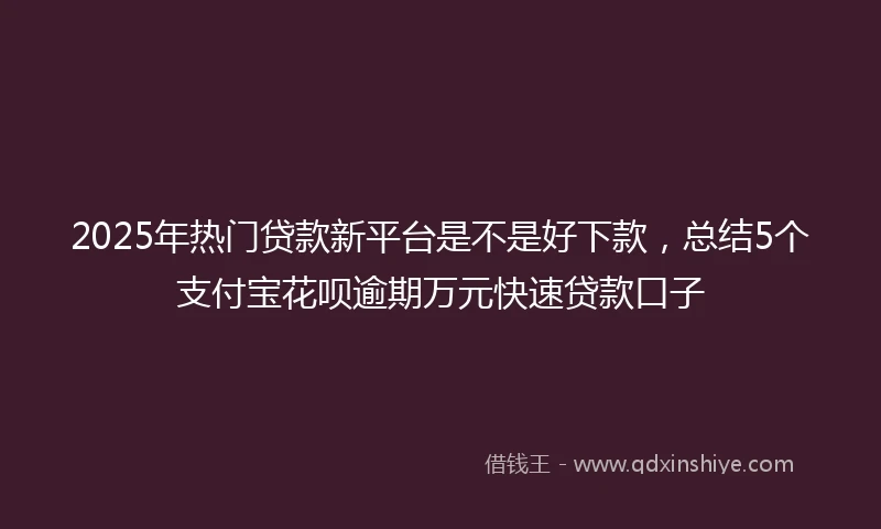 2025年热门贷款新平台是不是好下款，总结5个支付宝花呗逾期万元快速贷款口子