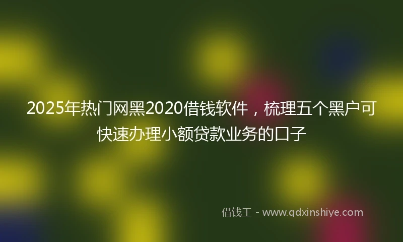 2025年热门网黑2020借钱软件，梳理五个黑户可快速办理小额贷款业务的口子