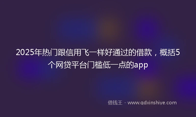 2025年热门跟信用飞一样好通过的借款，概括5个网贷平台门槛低一点的app