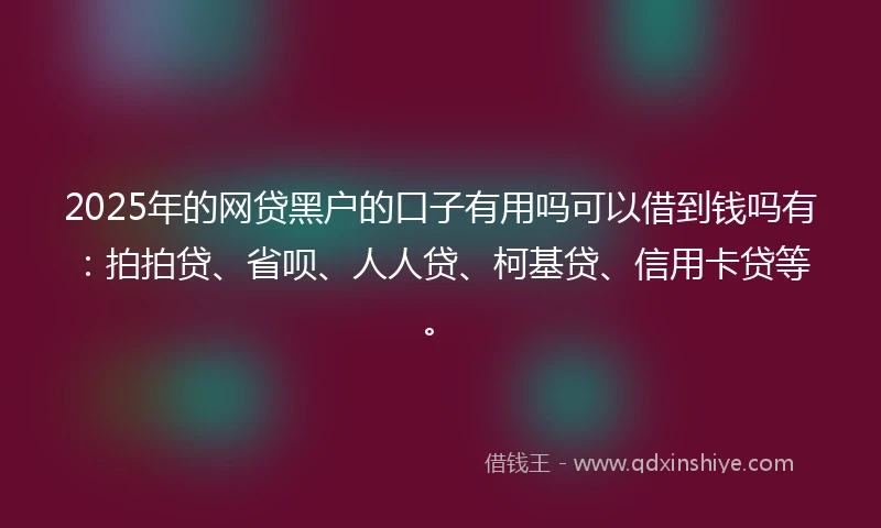 2025年的网贷黑户的口子有用吗可以借到钱吗有：拍拍贷、省呗、人人贷、柯基贷、信用卡贷等。