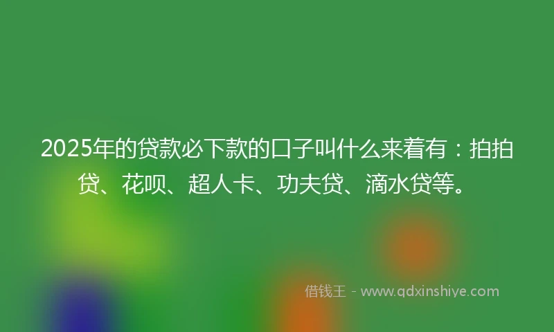 2025年的贷款必下款的口子叫什么来着有：拍拍贷、花呗、超人卡、功夫贷、滴水贷等。