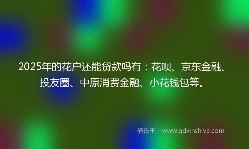 2025年的花户还能贷款吗有:花呗、京东金融、投友圈、中原消费金融、小花钱包等。
