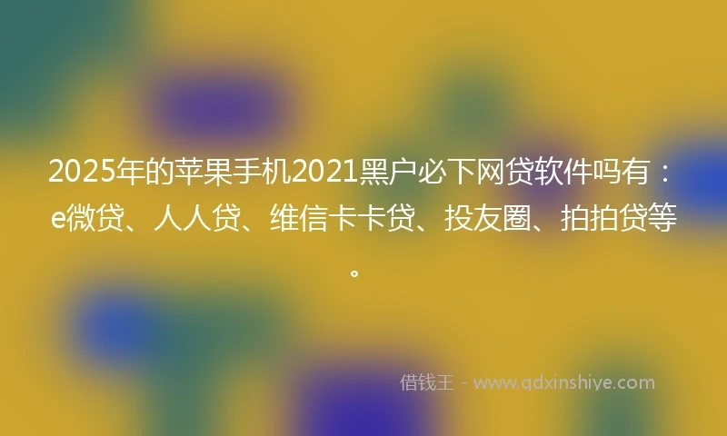 2025年的苹果手机2021黑户必下网贷软件吗有：e微贷、人人贷、维信卡卡贷、投友圈、拍拍贷等。