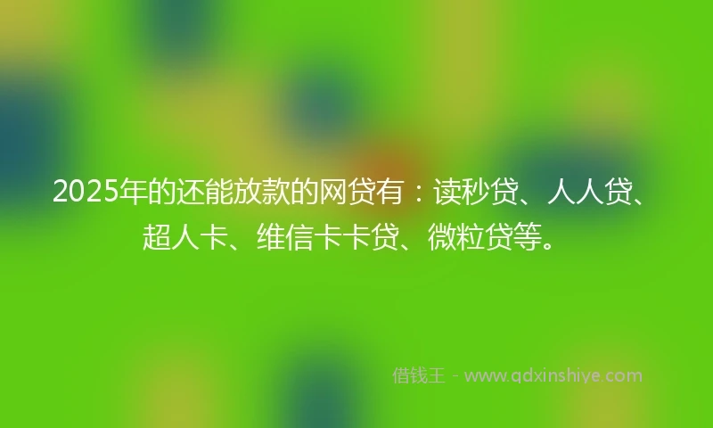 2025年的还能放款的网贷有：读秒贷、人人贷、超人卡、维信卡卡贷、微粒贷等。