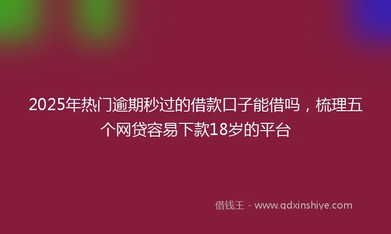 2025年热门逾期秒过的借款口子能借吗，梳理五个网贷容易下款18岁的平台