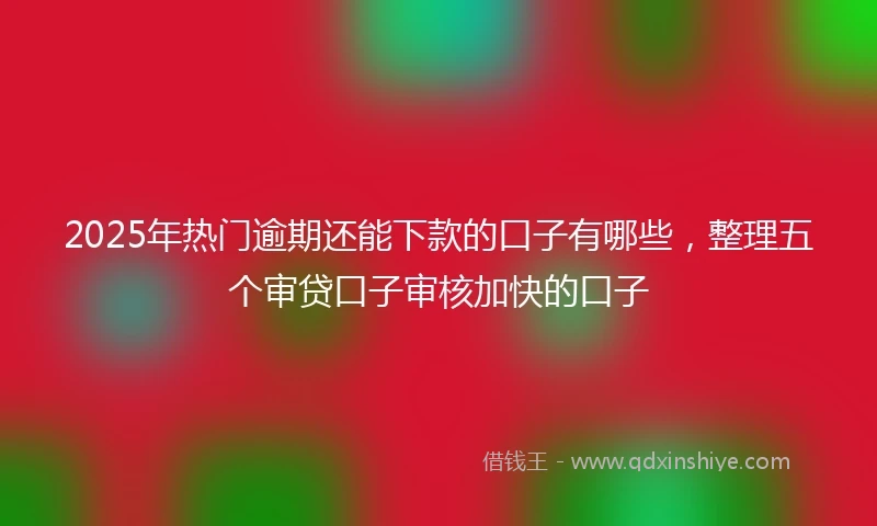 2025年热门逾期还能下款的口子有哪些，整理五个审贷口子审核加快的口子