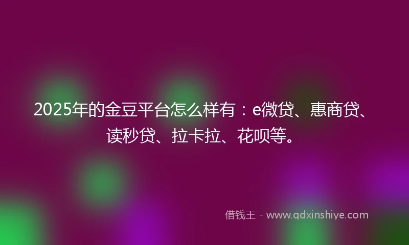 2025年的金豆平台怎么样有：e微贷、惠商贷、读秒贷、拉卡拉、花呗等。