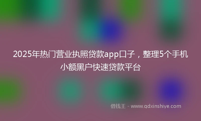 2025年热门营业执照贷款app口子，整理5个手机小额黑户快速贷款平台