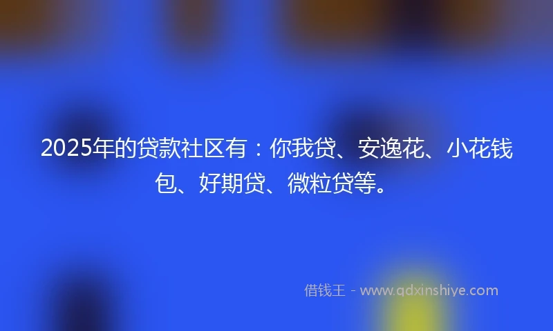 2025年的贷款社区有：你我贷、安逸花、小花钱包、好期贷、微粒贷等。