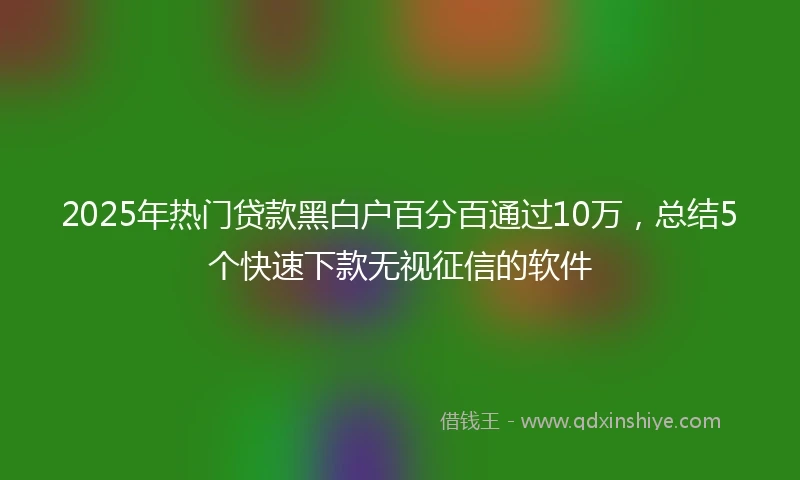 2025年热门贷款黑白户百分百通过10万，总结5个快速下款无视征信的软件