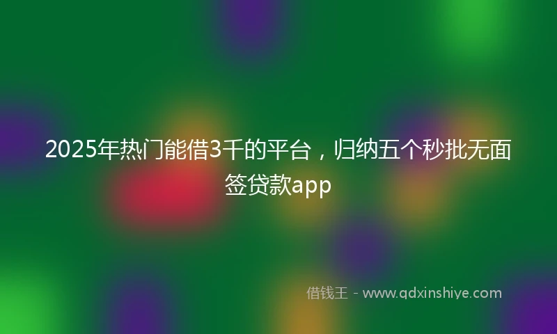 2025年热门能借3千的平台，归纳五个秒批无面签贷款app