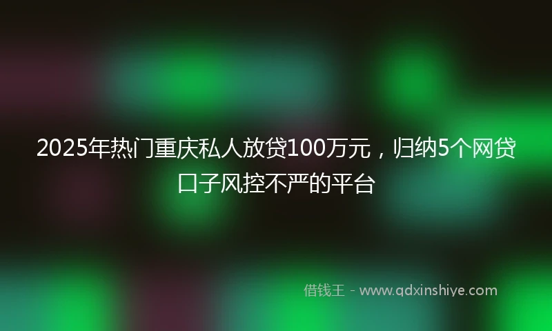 2025年热门重庆私人放贷100万元，归纳5个网贷口子风控不严的平台