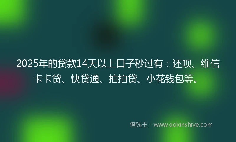 2025年的贷款14天以上口子秒过有：还呗、维信卡卡贷、快贷通、拍拍贷、小花钱包等。