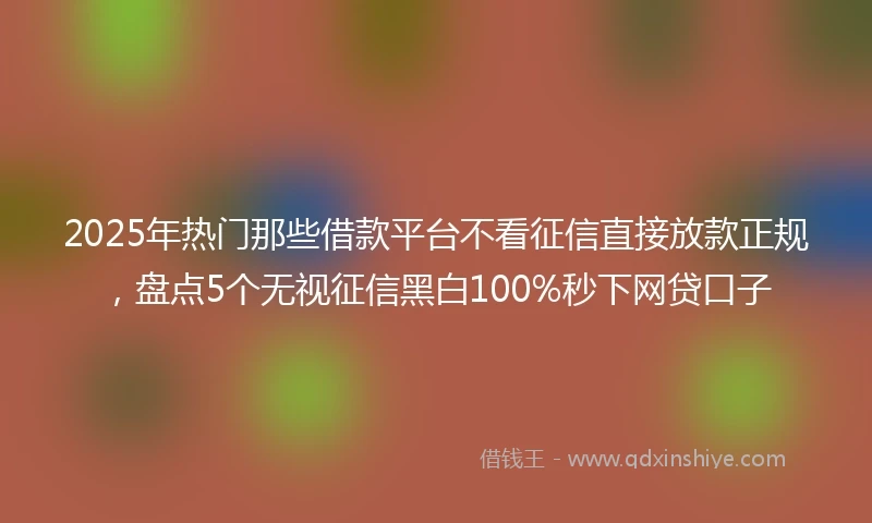 2025年热门那些借款平台不看征信直接放款正规，盘点5个无视征信黑白100%秒下网贷口子
