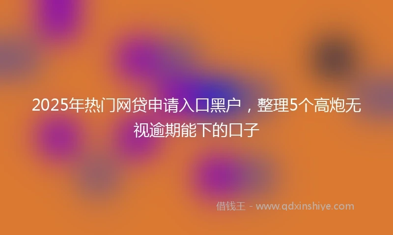 2025年热门网贷申请入口黑户，整理5个高炮无视逾期能下的口子