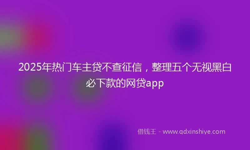 2025年热门车主贷不查征信，整理五个无视黑白必下款的网贷app