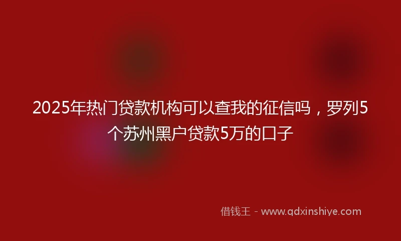 2025年热门贷款机构可以查我的征信吗，罗列5个苏州黑户贷款5万的口子