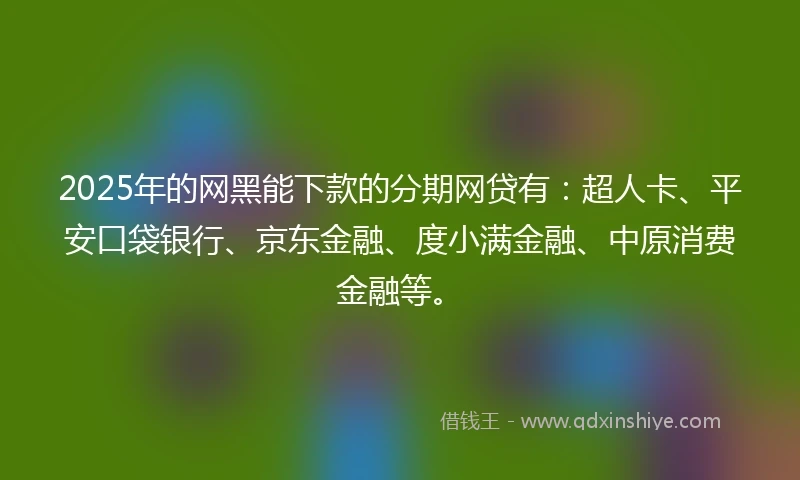 2025年的网黑能下款的分期网贷有：超人卡、平安口袋银行、京东金融、度小满金融、中原消费金融等。