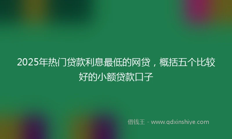 2025年热门贷款利息最低的网贷，概括五个比较好的小额贷款口子