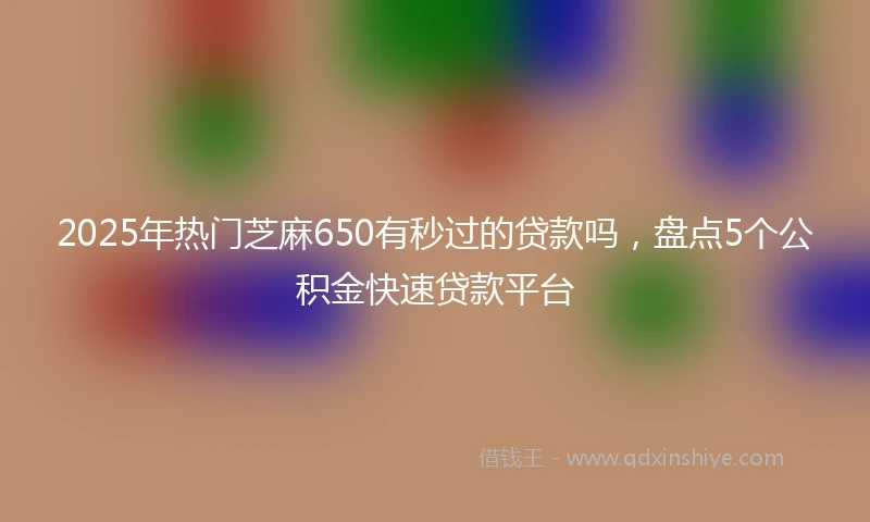 2025年热门芝麻650有秒过的贷款吗，盘点5个公积金快速贷款平台