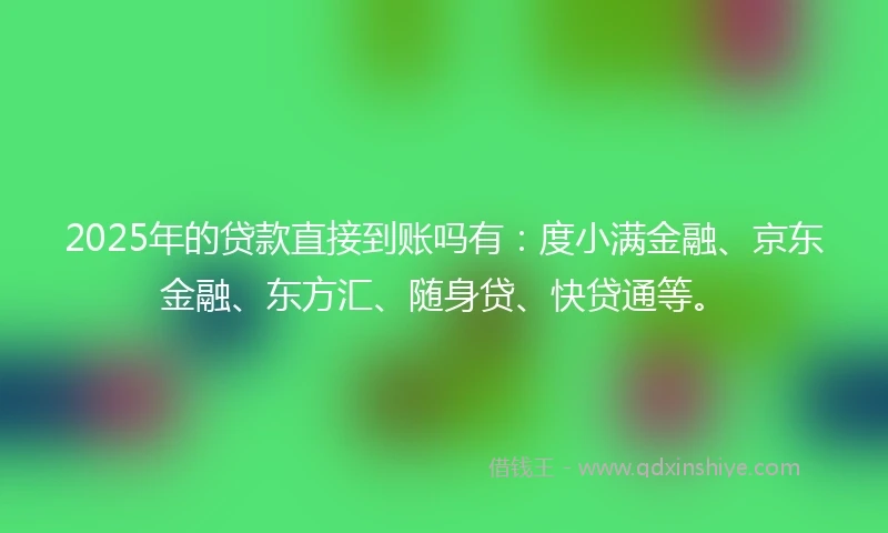 2025年的贷款直接到账吗有：度小满金融、京东金融、东方汇、随身贷、快贷通等。