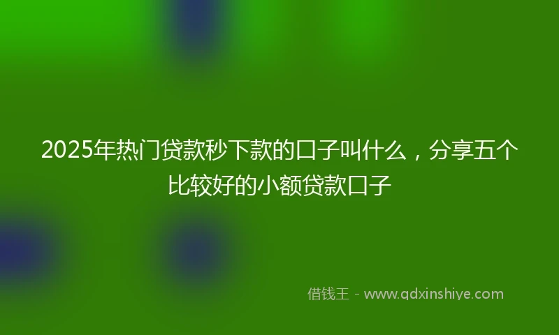 2025年热门贷款秒下款的口子叫什么，分享五个比较好的小额贷款口子