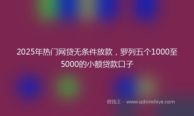 2025年热门网贷无条件放款，罗列五个1000至5000的小额贷款口子