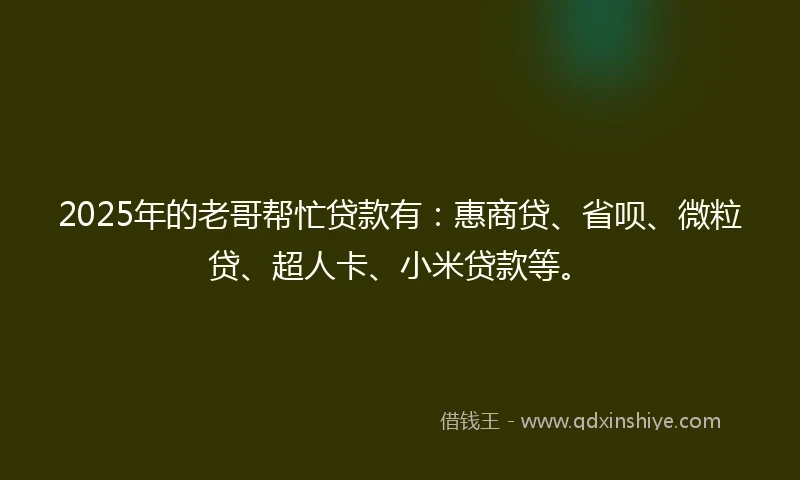 2025年的老哥帮忙贷款有：惠商贷、省呗、微粒贷、超人卡、小米贷款等。