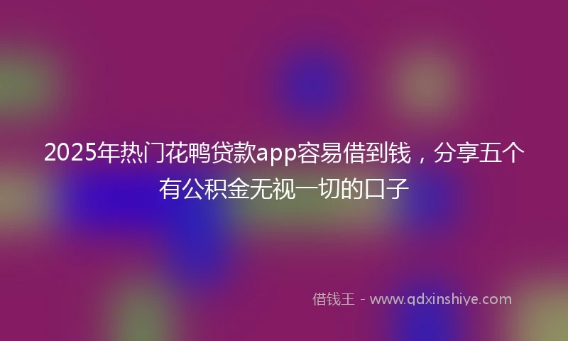 2025年热门花鸭贷款app容易借到钱，分享五个有公积金无视一切的口子