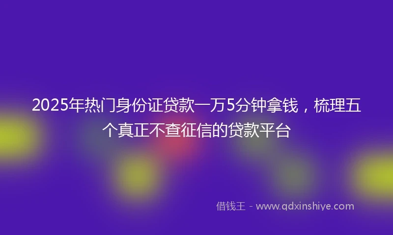 2025年热门身份证贷款一万5分钟拿钱，梳理五个真正不查征信的贷款平台
