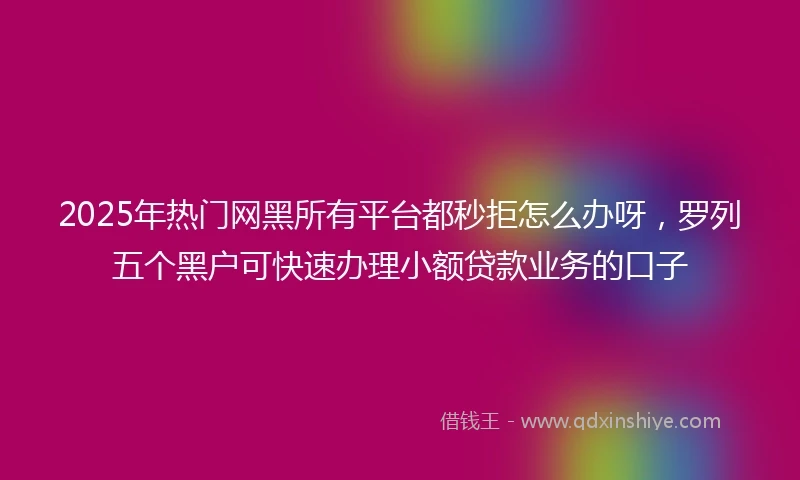 2025年热门网黑所有平台都秒拒怎么办呀，罗列五个黑户可快速办理小额贷款业务的口子