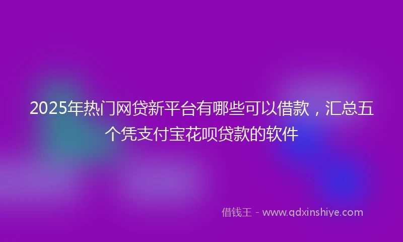 2025年热门网贷新平台有哪些可以借款，汇总五个凭支付宝花呗贷款的软件