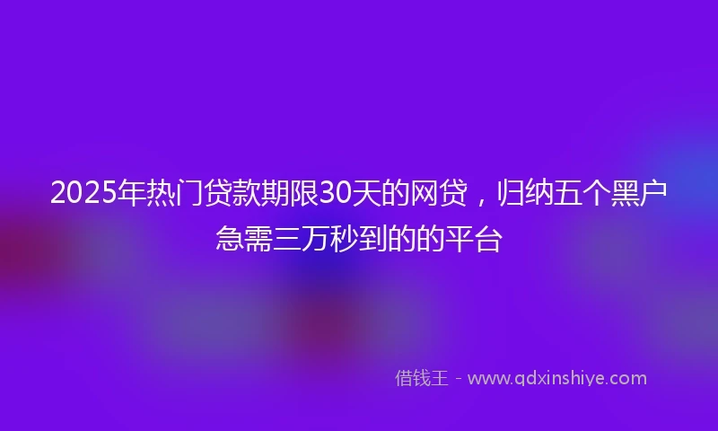 2025年热门贷款期限30天的网贷，归纳五个黑户急需三万秒到的的平台