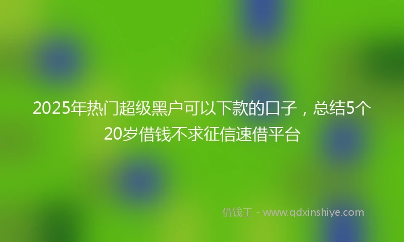 2025年热门超级黑户可以下款的口子，总结5个20岁借钱不求征信速借平台