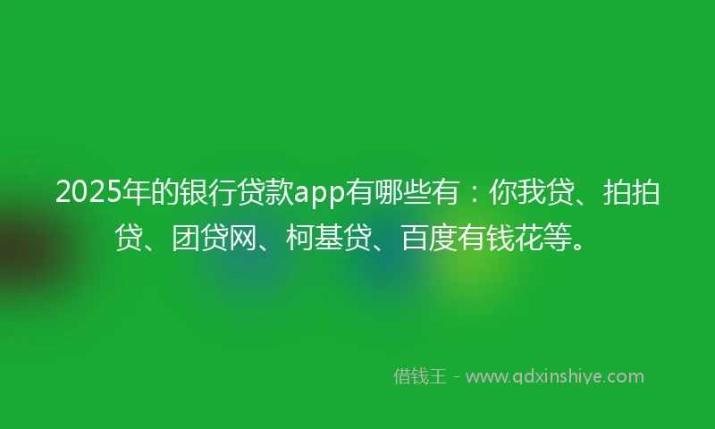 2025年的银行贷款app有哪些有：你我贷、拍拍贷、团贷网、柯基贷、百度有钱花等。