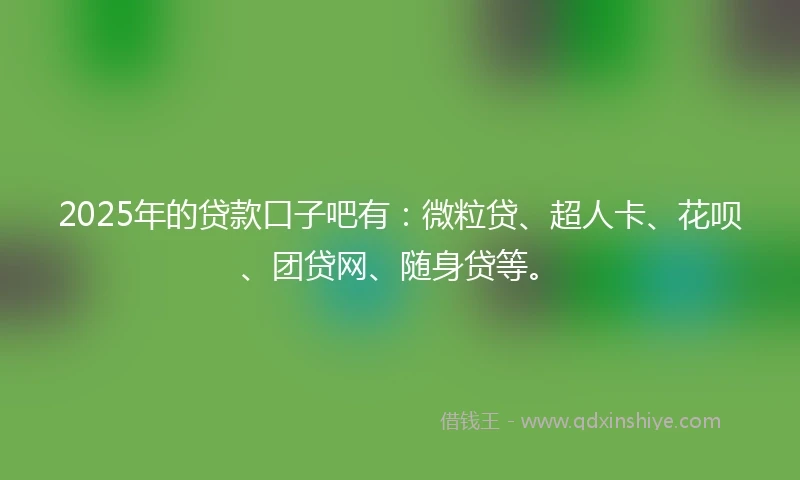 2025年的贷款口子吧有：微粒贷、超人卡、花呗、团贷网、随身贷等。