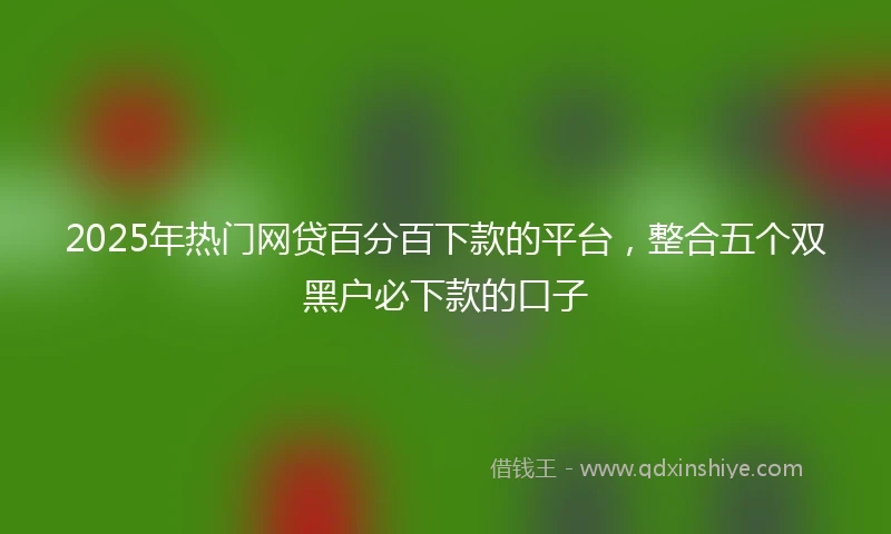 2025年热门网贷百分百下款的平台，整合五个双黑户必下款的口子