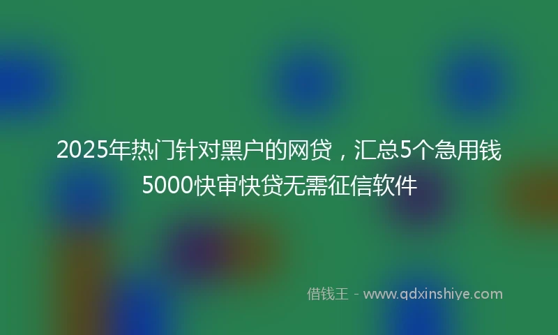 2025年热门针对黑户的网贷，汇总5个急用钱5000快审快贷无需征信软件