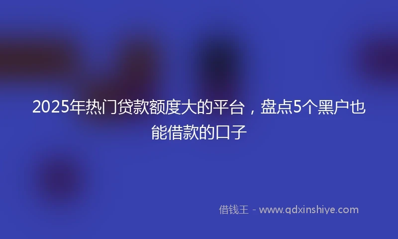 2025年热门贷款额度大的平台，盘点5个黑户也能借款的口子